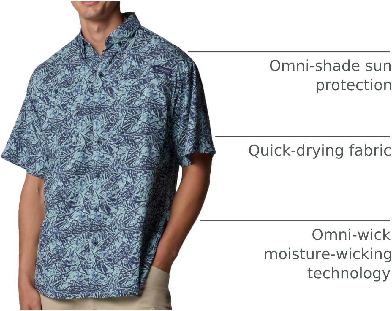 imageColumbia Mens Super Tamiami Long Sleeve ShirtCrushed Blue Marlin Palms