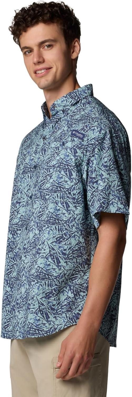 imageColumbia Mens Super Tamiami Long Sleeve ShirtCrushed Blue Marlin Palms