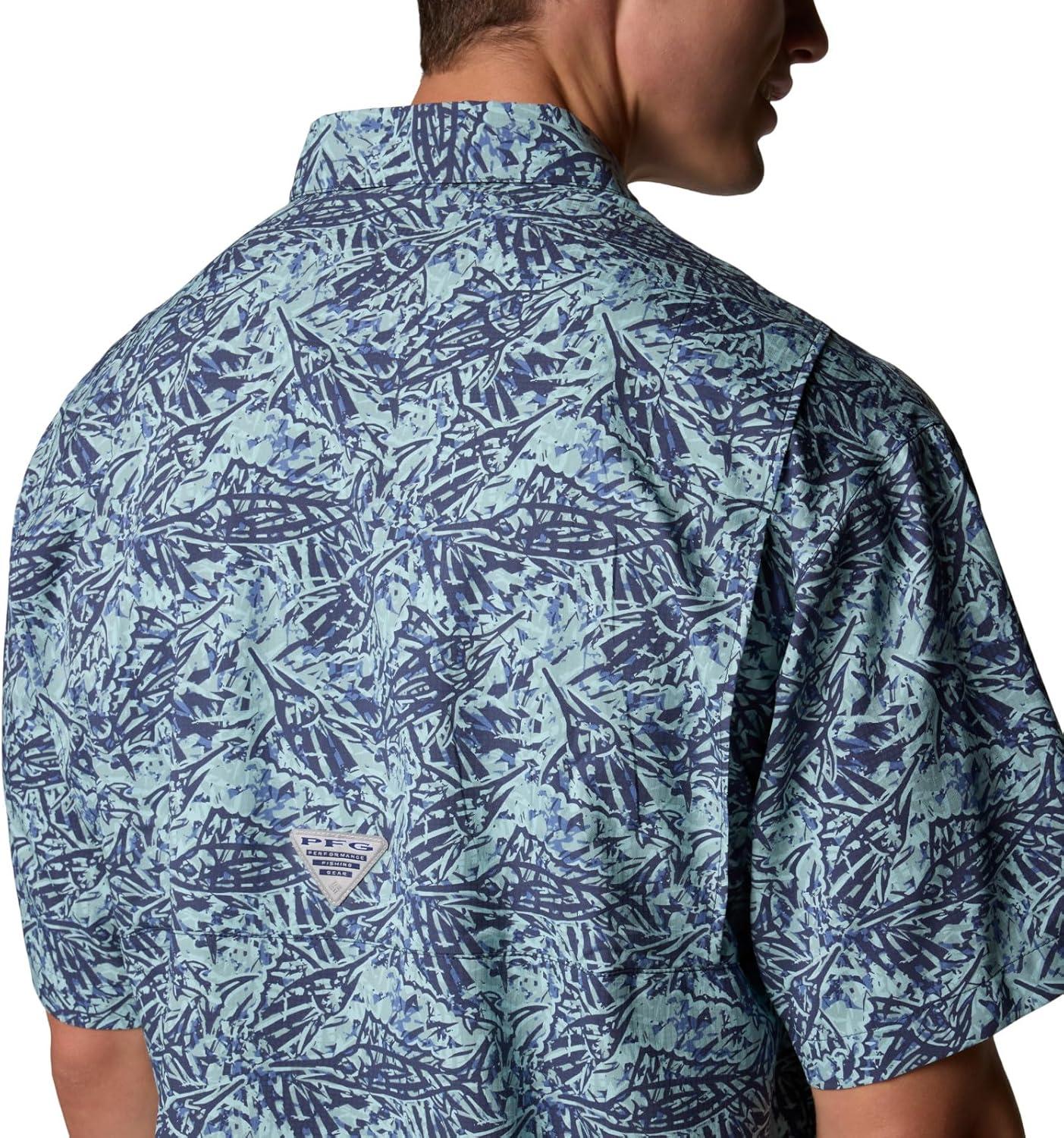 imageColumbia Mens Super Tamiami Long Sleeve ShirtCrushed Blue Marlin Palms