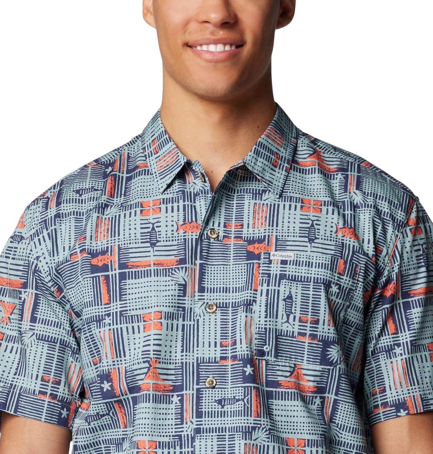 imageColumbia Mens Super Tamiami Long Sleeve ShirtCrushed Blue Tikiplaid