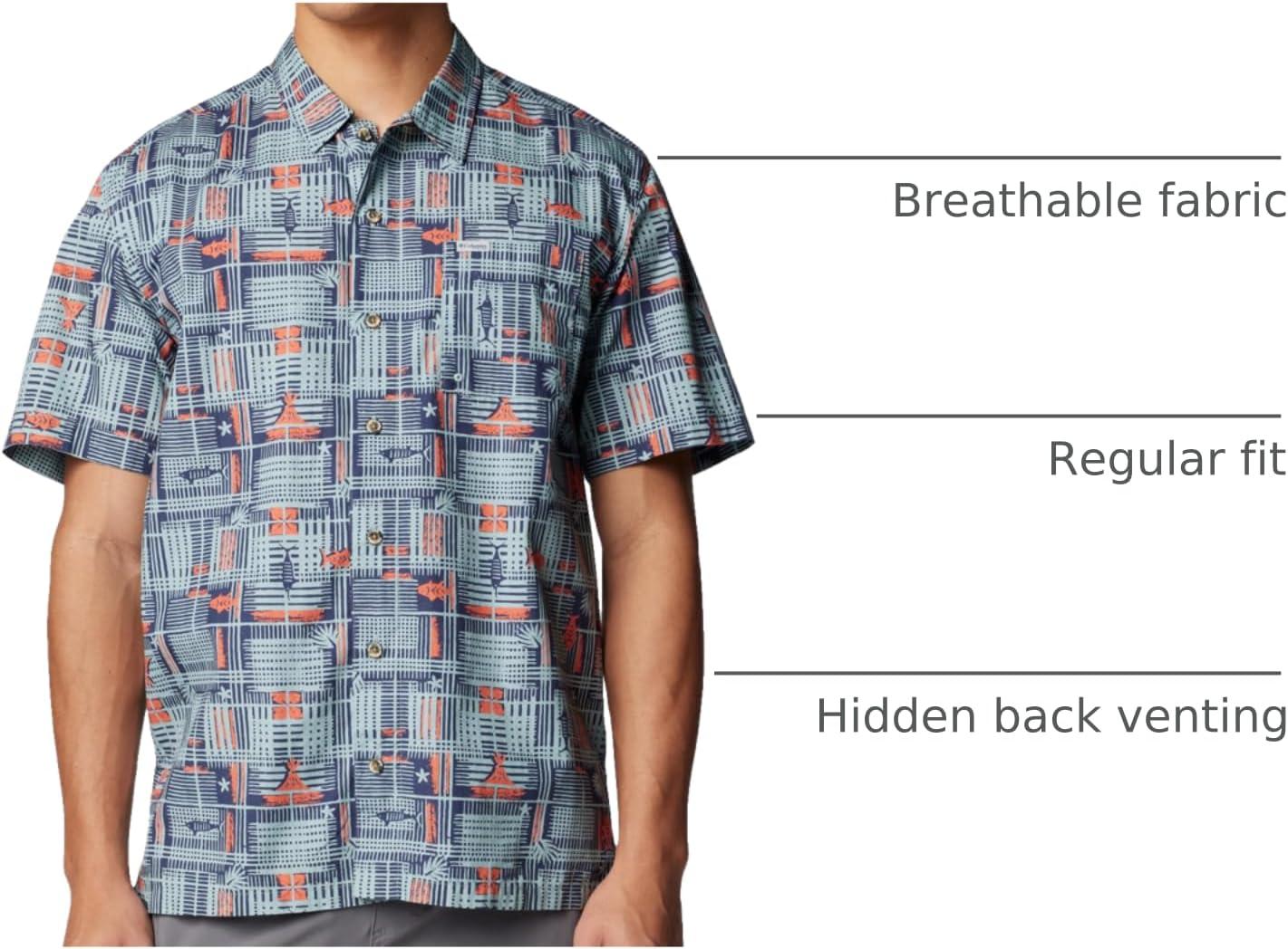 imageColumbia Mens Super Tamiami Long Sleeve ShirtCrushed Blue Tikiplaid