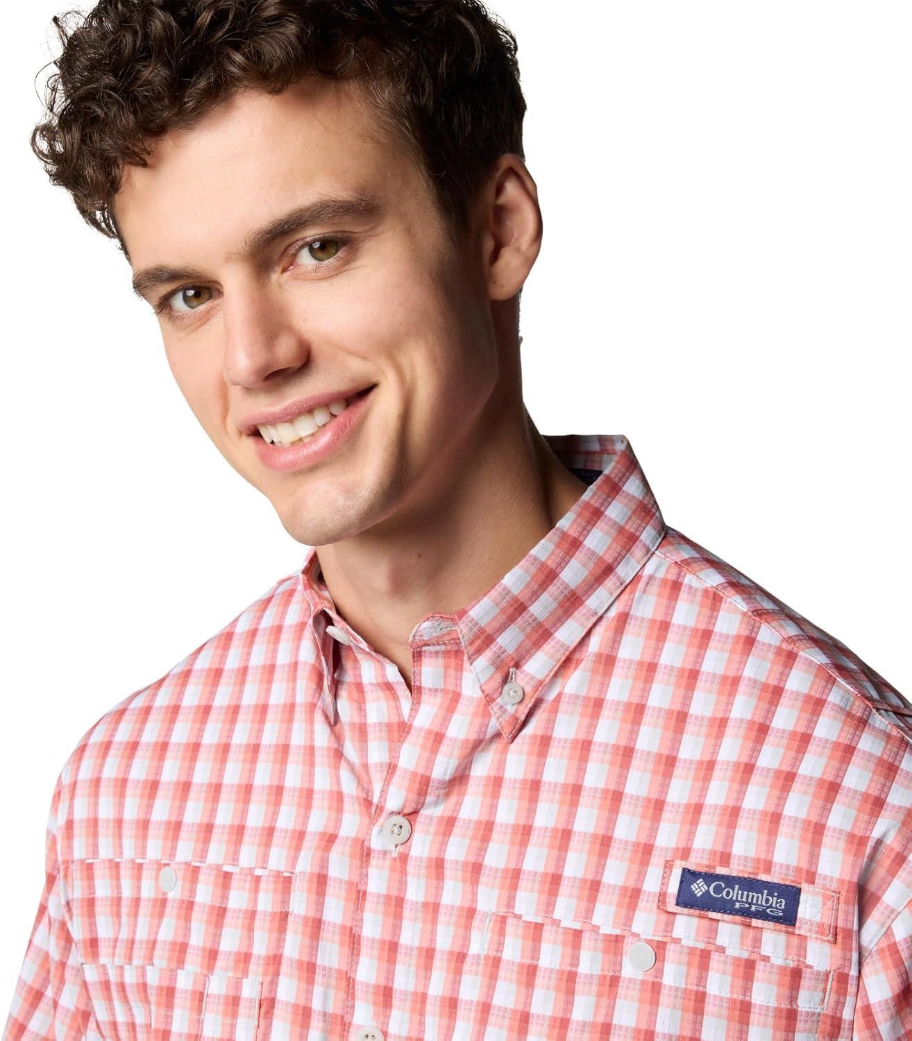 imageColumbia Mens Super Tamiami Long Sleeve ShirtDusty Crimson Gradient Check