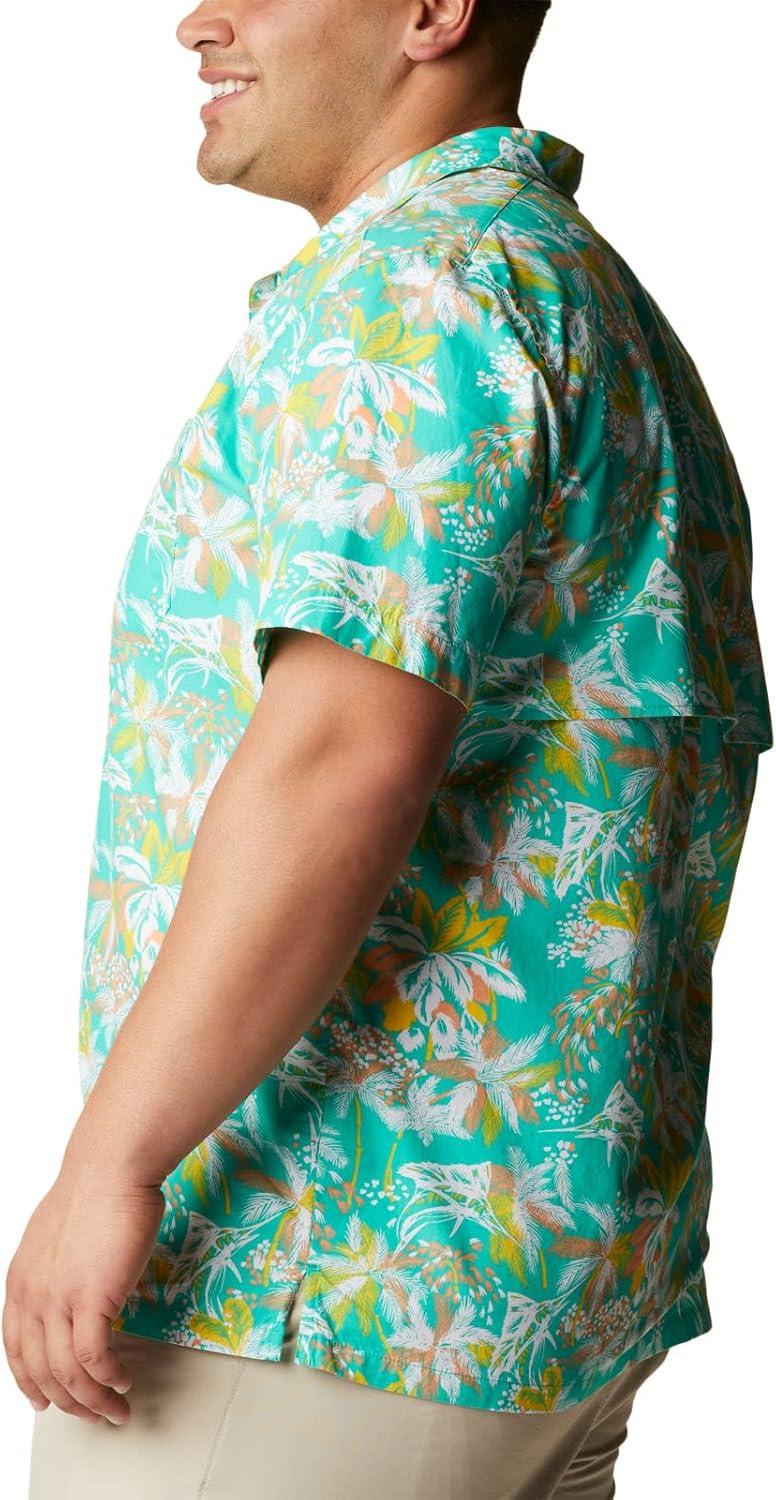 imageColumbia Mens Super Tamiami Long Sleeve ShirtElectric Turquoise Festive Fishin Print