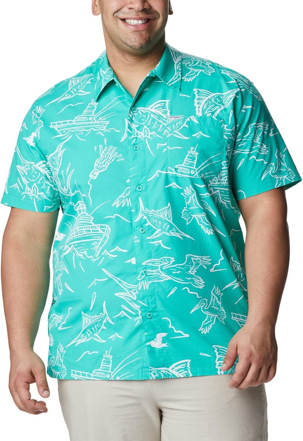 imageColumbia Mens Super Tamiami Long Sleeve ShirtElectric Turquoise Mighty Marlins Print