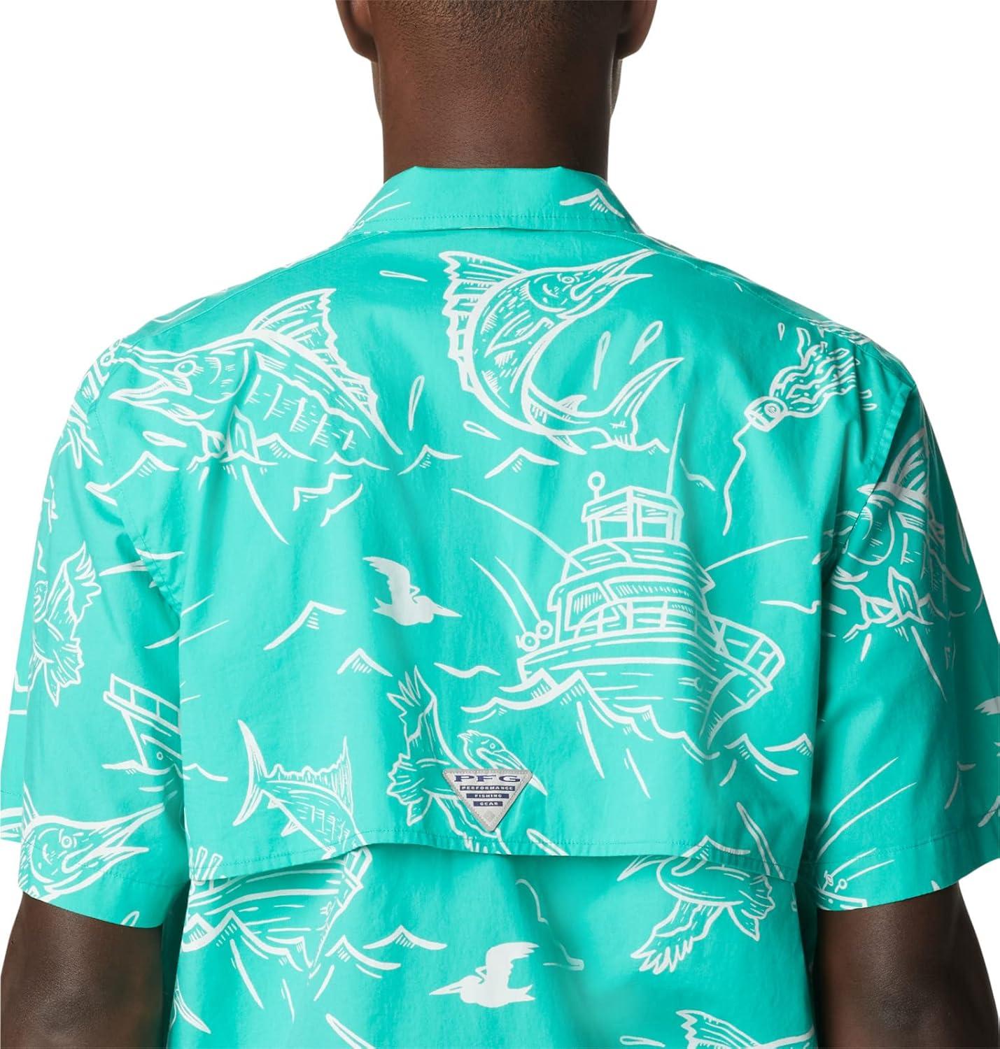 imageColumbia Mens Super Tamiami Long Sleeve ShirtElectric Turquoise Mighty Marlins Print
