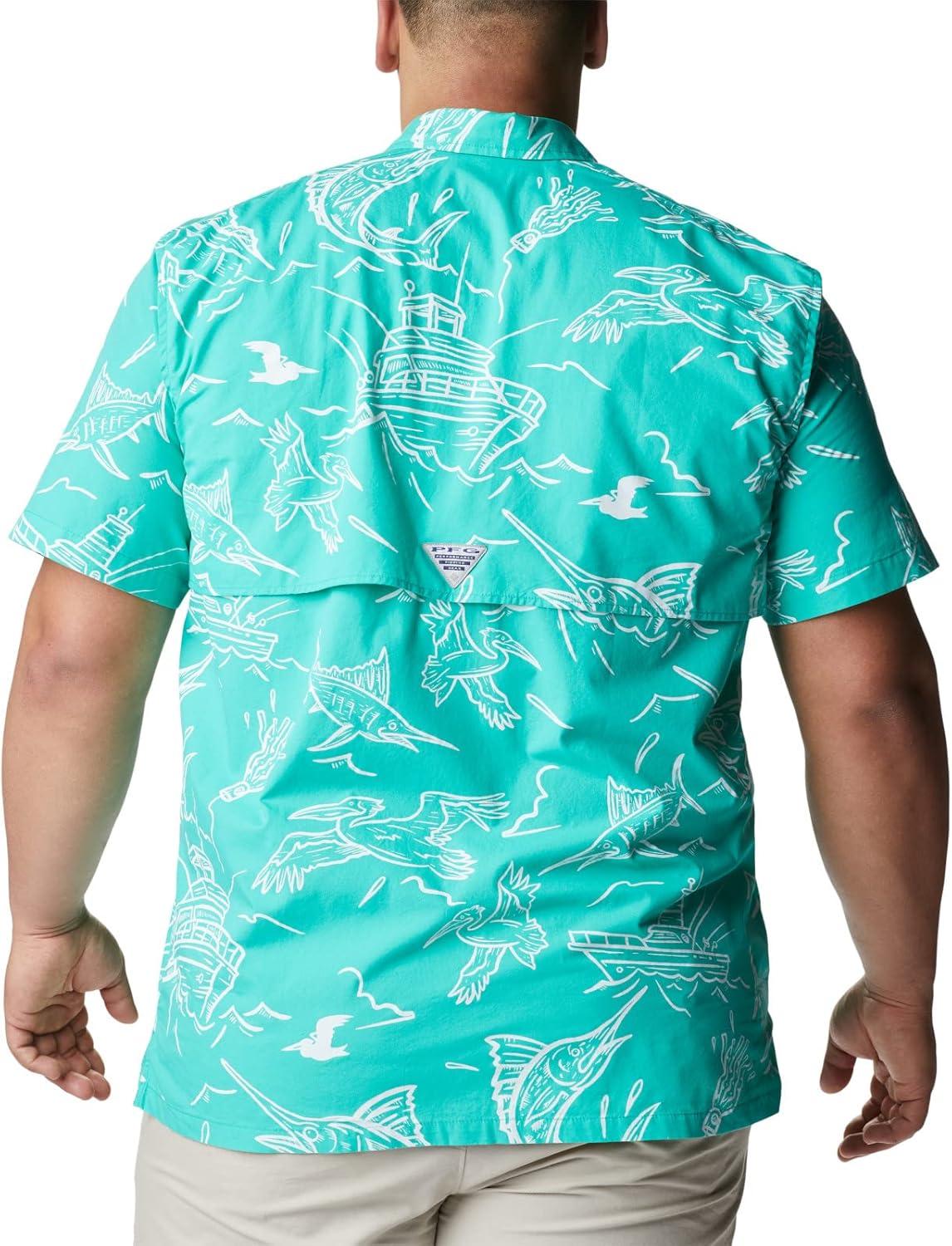 imageColumbia Mens Super Tamiami Long Sleeve ShirtElectric Turquoise Mighty Marlins Print