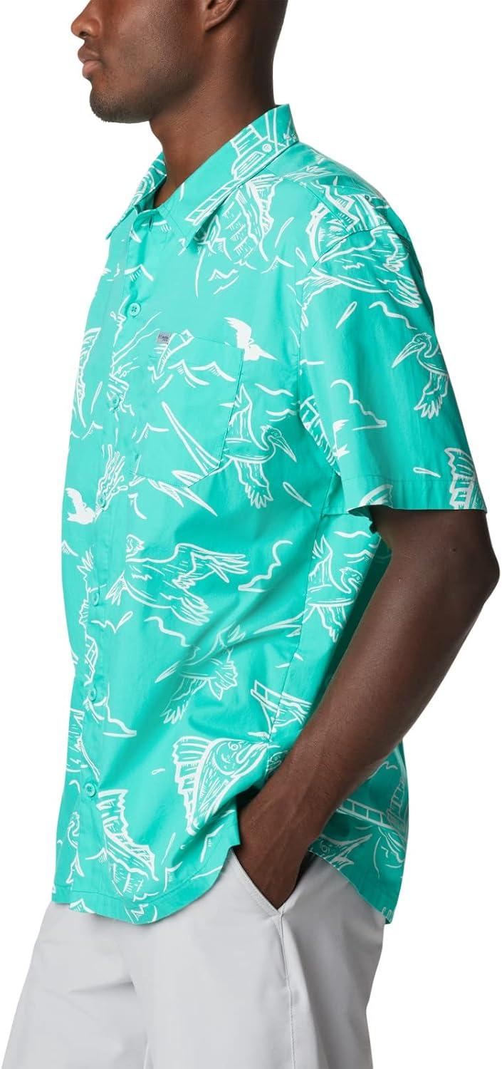 imageColumbia Mens Super Tamiami Long Sleeve ShirtElectric Turquoise Mighty Marlins Print