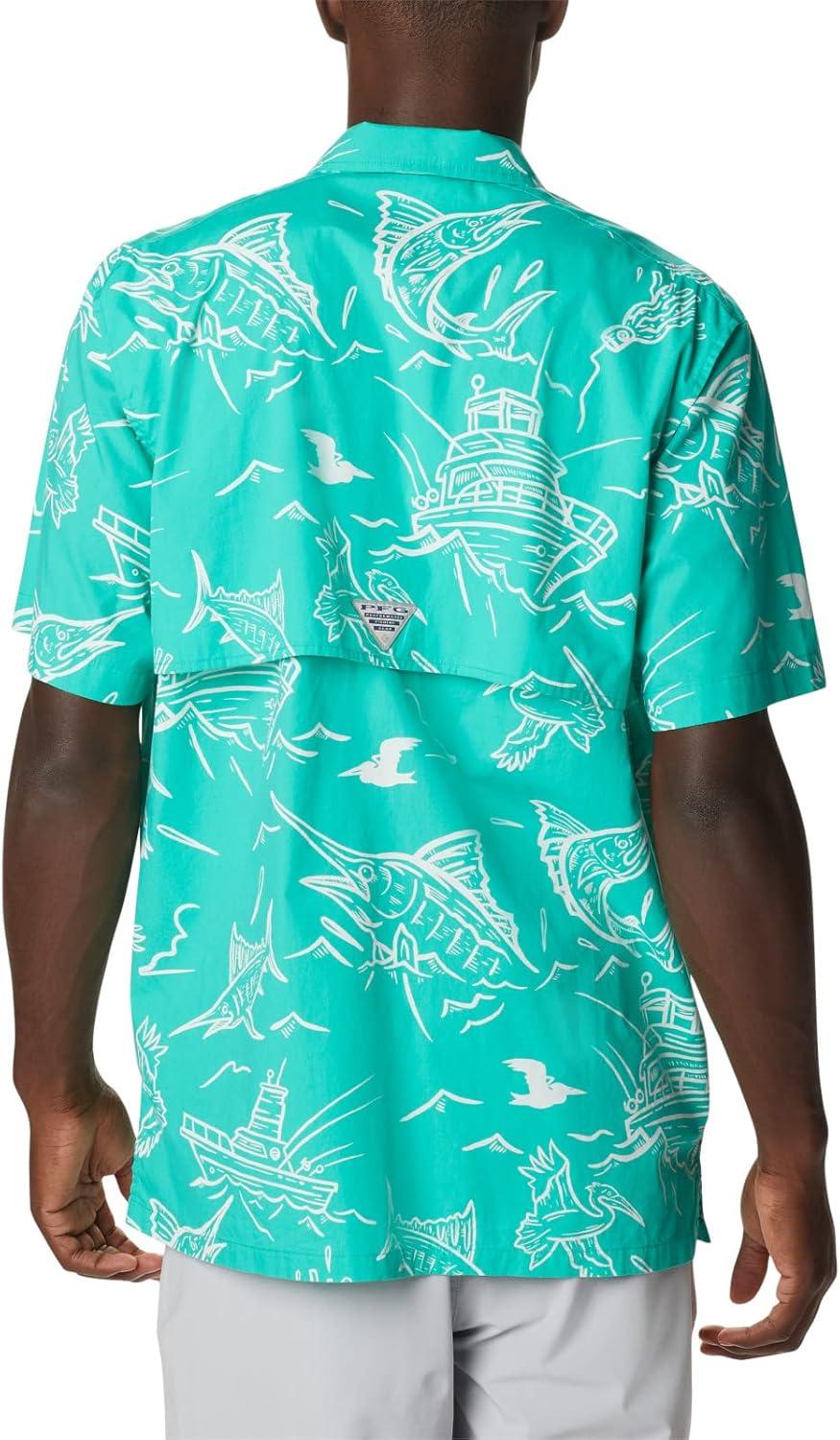 imageColumbia Mens Super Tamiami Long Sleeve ShirtElectric Turquoise Mighty Marlins Print
