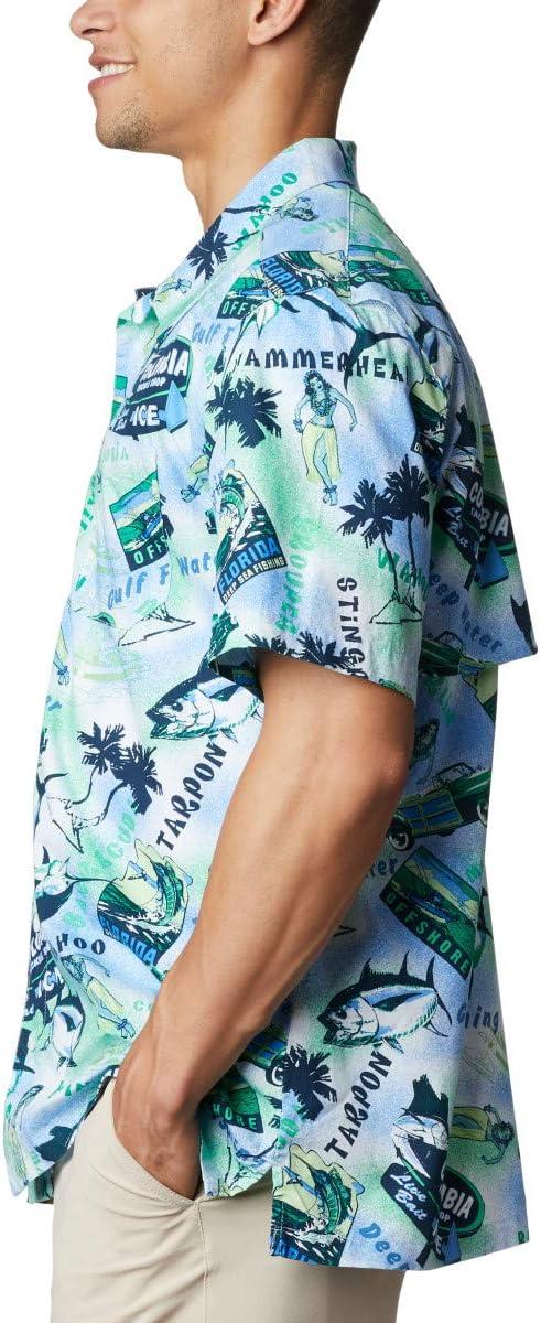 imageColumbia Mens Super Tamiami Long Sleeve ShirtEmerald Green Offshore Archive Print