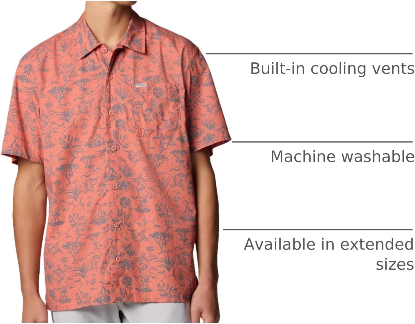 imageColumbia Mens Super Tamiami Long Sleeve ShirtFaded Peach Marlin Chase