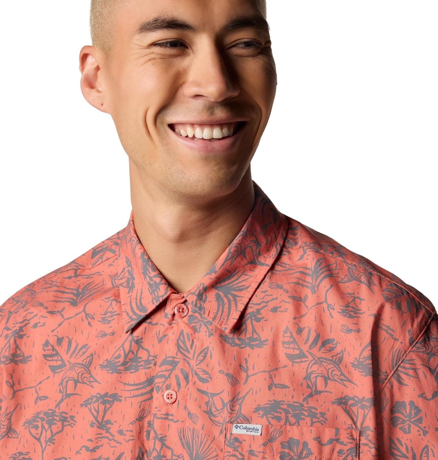 imageColumbia Mens Super Tamiami Long Sleeve ShirtFaded Peach Marlin Chase