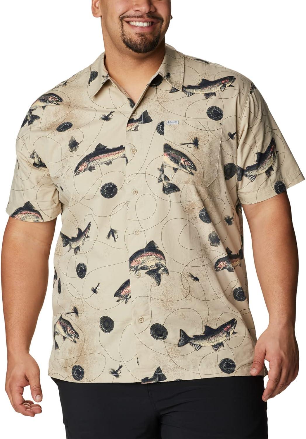 imageColumbia Mens Super Tamiami Long Sleeve ShirtFossil Freshwater Dryfly Print