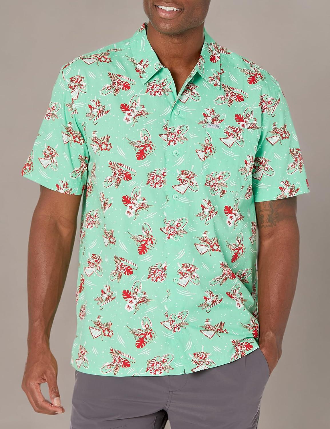 imageColumbia Mens Super Tamiami Long Sleeve ShirtLight Jade Lite Me Up Print