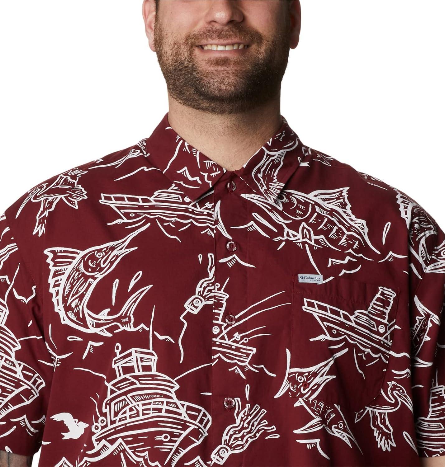 imageColumbia Mens Super Tamiami Long Sleeve ShirtRed Jasper Mighty Marlins Print