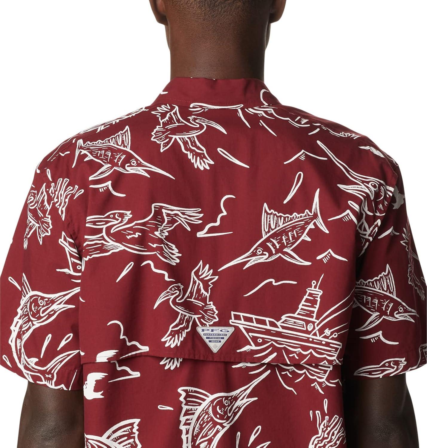 imageColumbia Mens Super Tamiami Long Sleeve ShirtRed Jasper Mighty Marlins Print