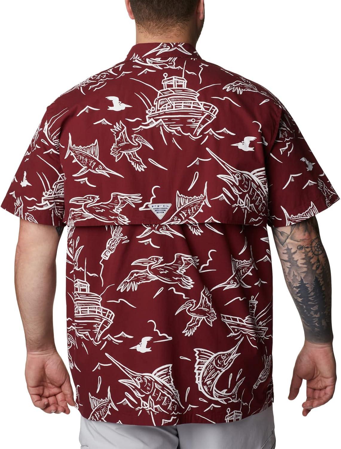 imageColumbia Mens Super Tamiami Long Sleeve ShirtRed Jasper Mighty Marlins Print