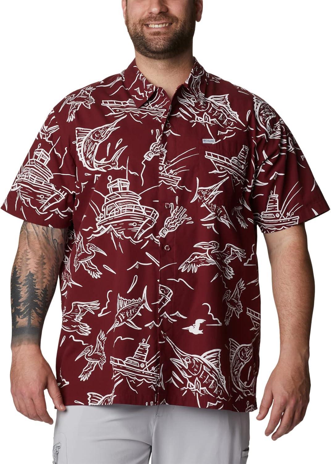 imageColumbia Mens Super Tamiami Long Sleeve ShirtRed Jasper Mighty Marlins Print