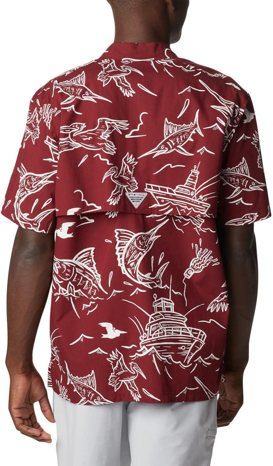 imageColumbia Mens Super Tamiami Long Sleeve ShirtRed Jasper Mighty Marlins Print