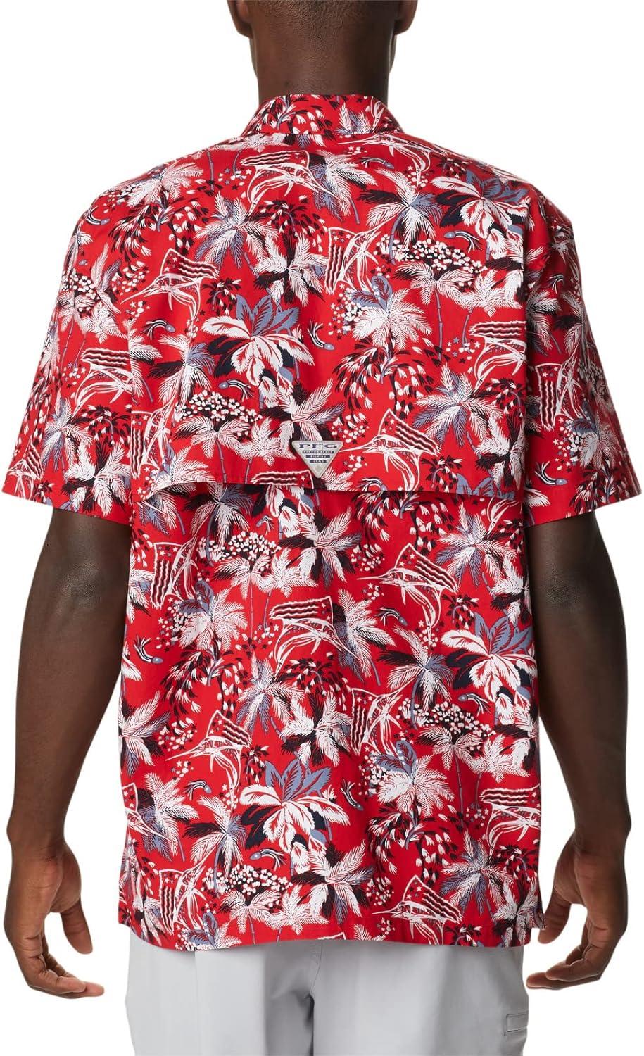 imageColumbia Mens Super Tamiami Long Sleeve ShirtRed Spark Fireworks Fish Print