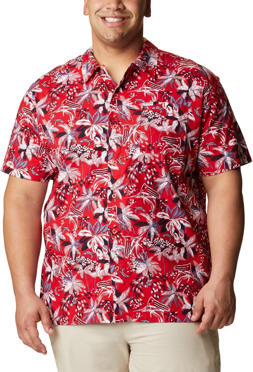 imageColumbia Mens Super Tamiami Long Sleeve ShirtRed Spark Fireworks Fish Print