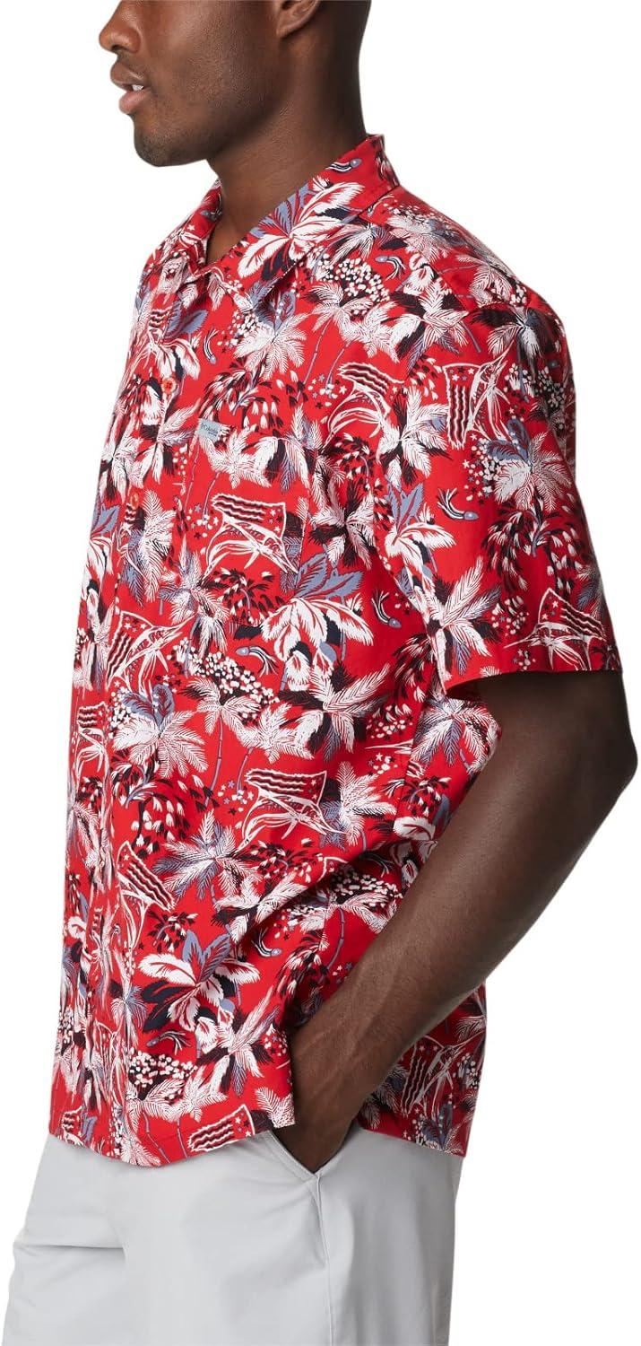 imageColumbia Mens Super Tamiami Long Sleeve ShirtRed Spark Fireworks Fish Print