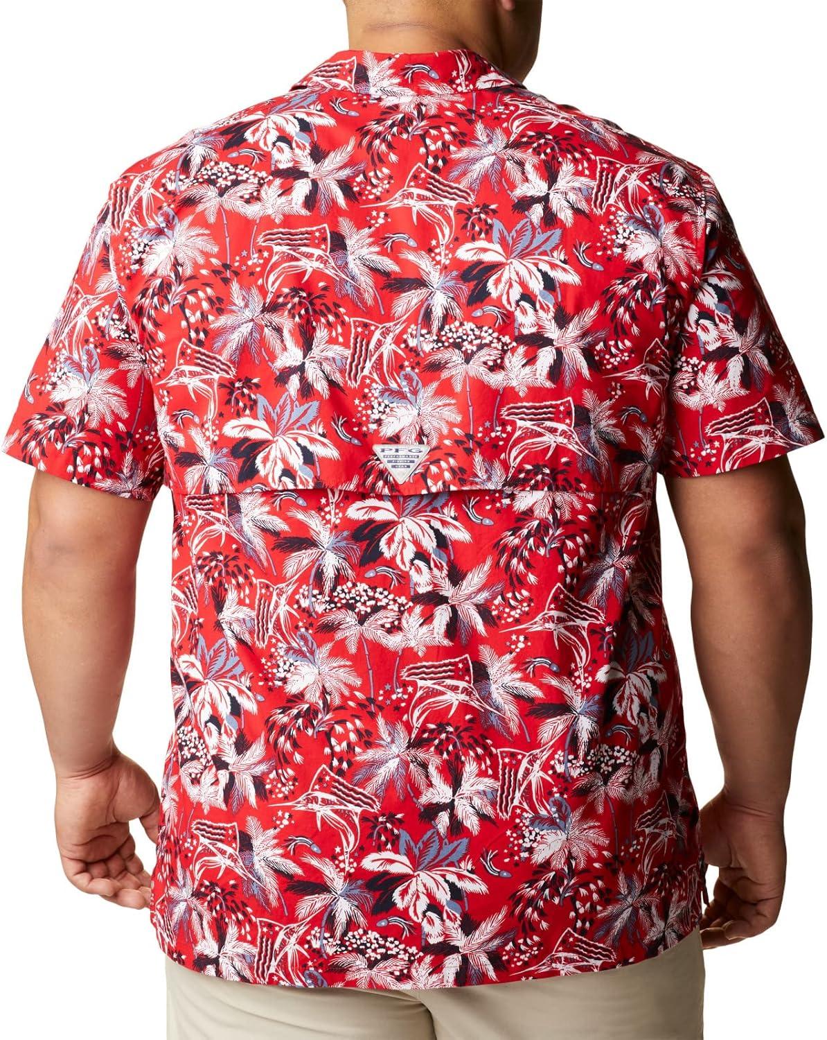 imageColumbia Mens Super Tamiami Long Sleeve ShirtRed Spark Fireworks Fish Print