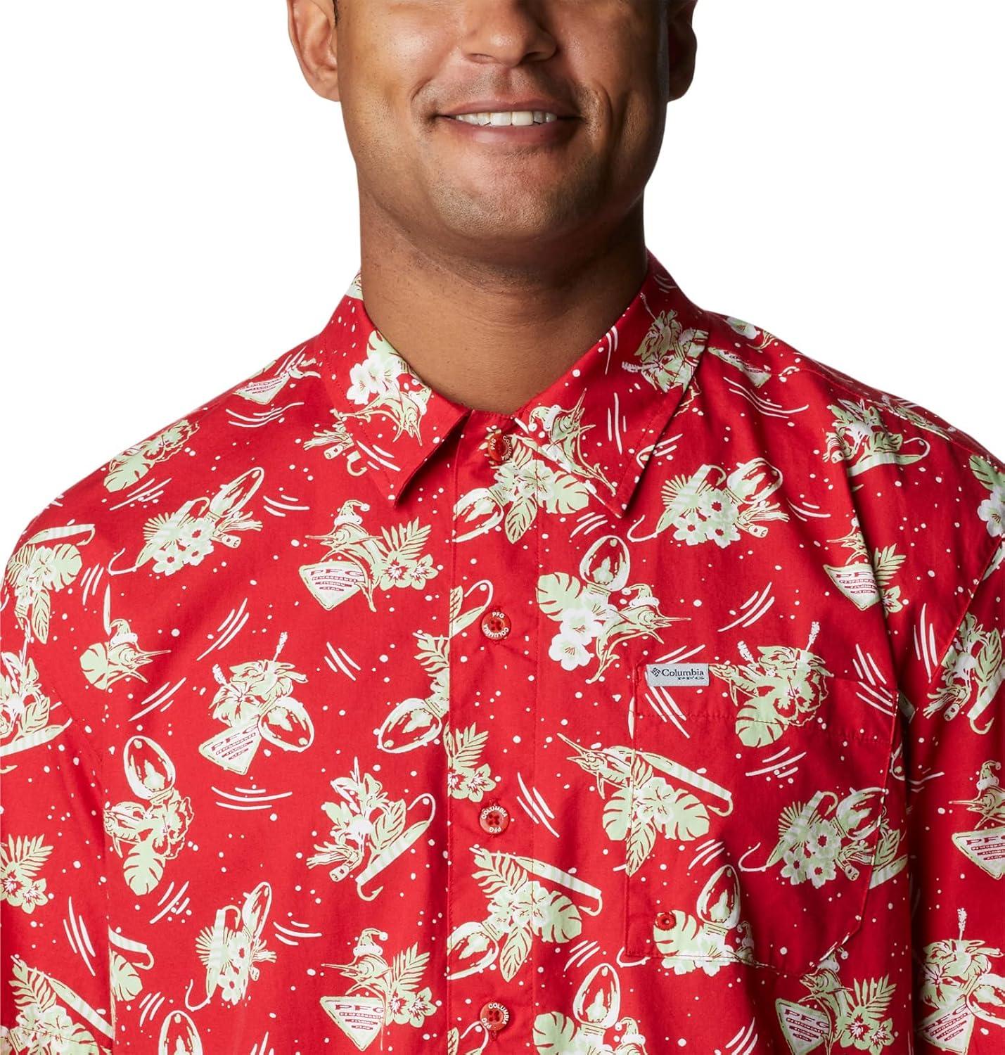 imageColumbia Mens Super Tamiami Long Sleeve ShirtRed Spark Lite Me Up Print