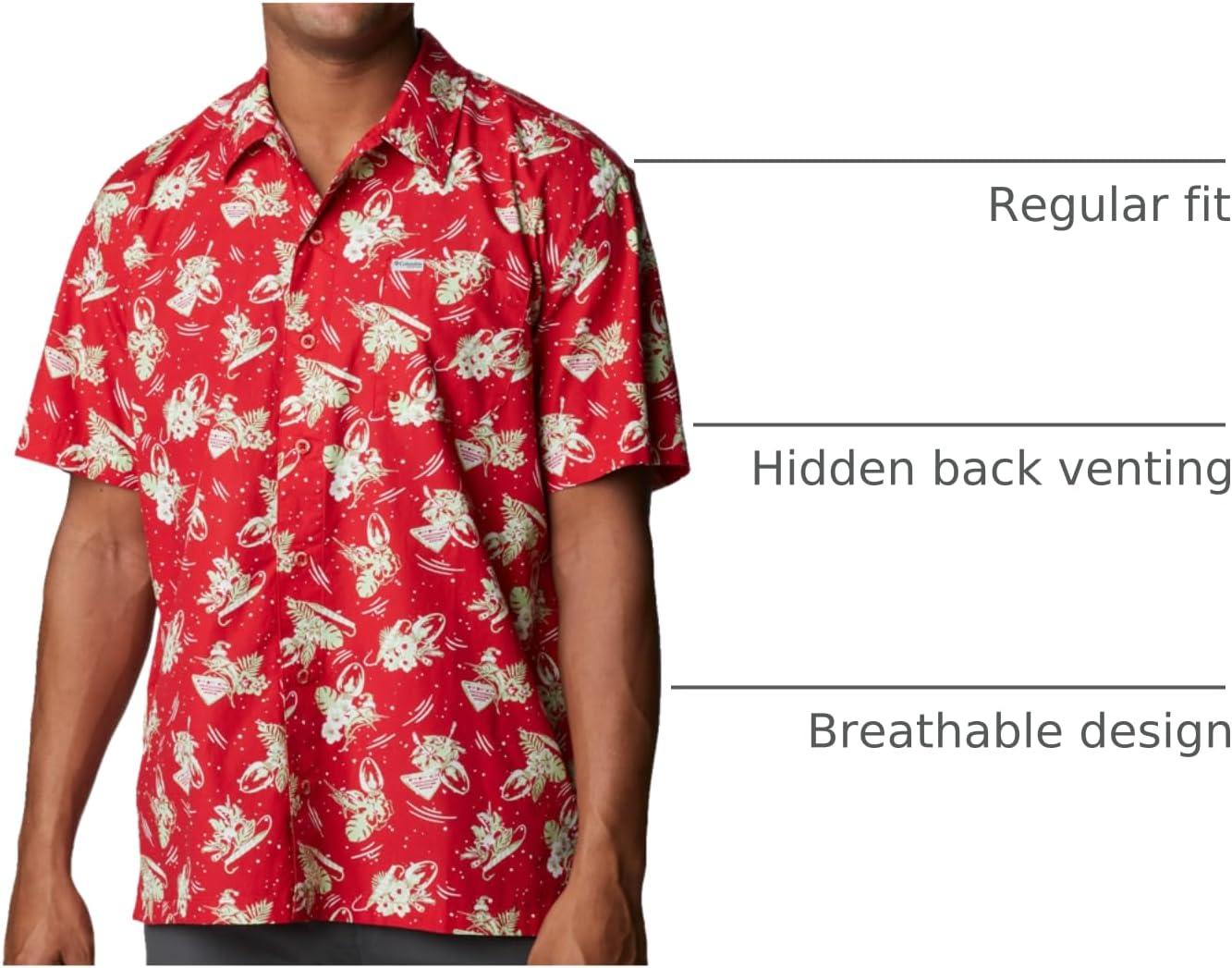 imageColumbia Mens Super Tamiami Long Sleeve ShirtRed Spark Lite Me Up Print