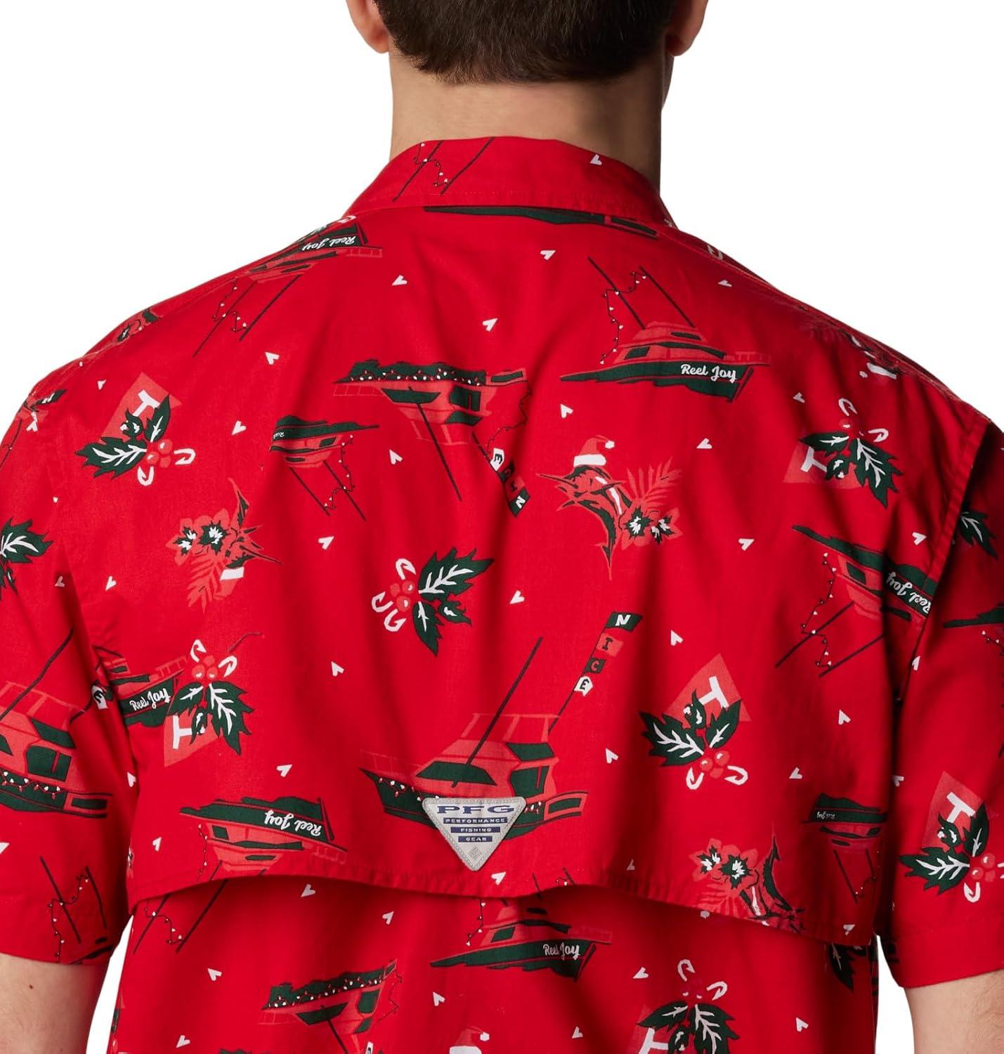 imageColumbia Mens Super Tamiami Long Sleeve ShirtRed Spark Reel Joy Print