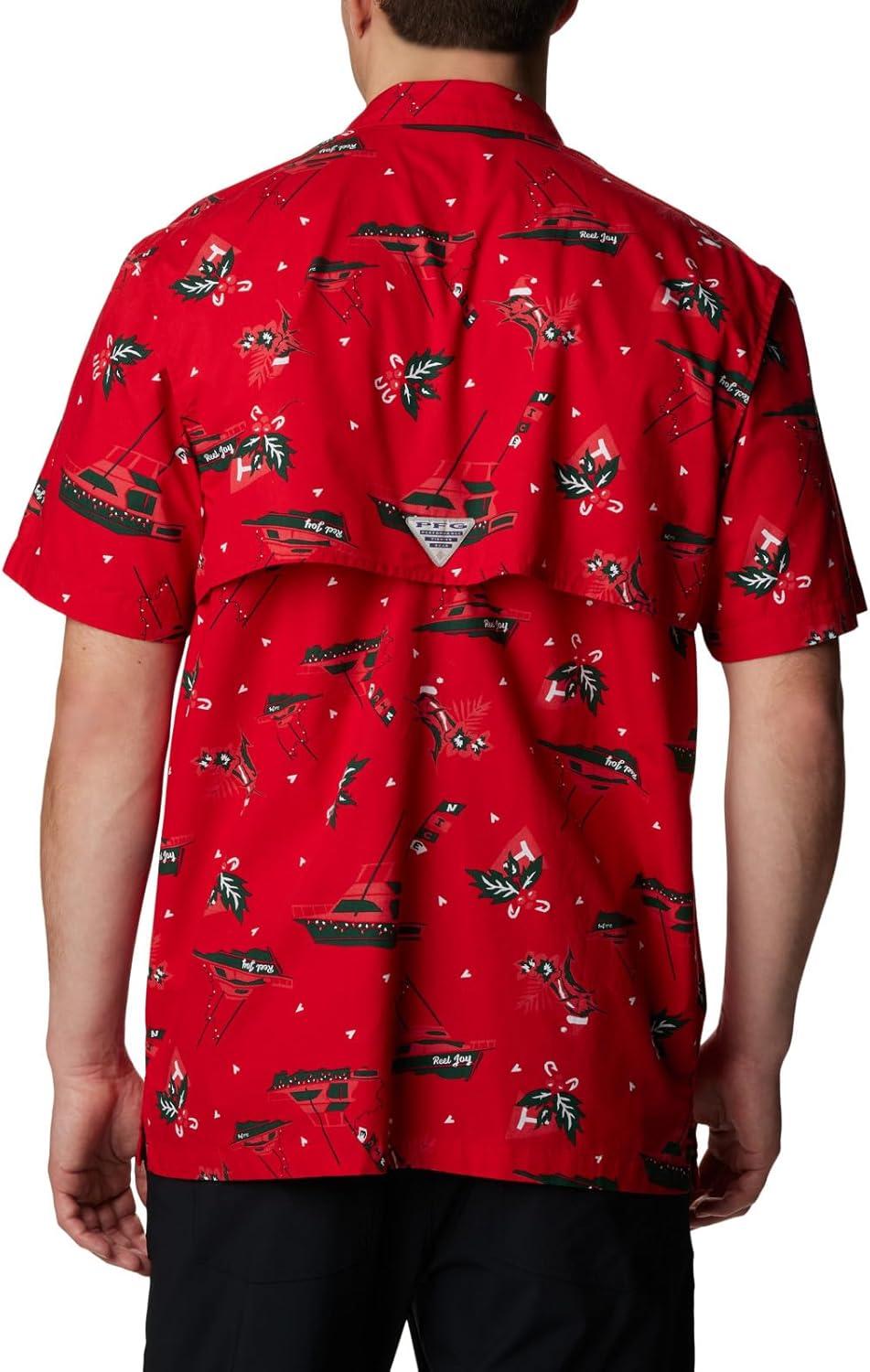 imageColumbia Mens Super Tamiami Long Sleeve ShirtRed Spark Reel Joy Print