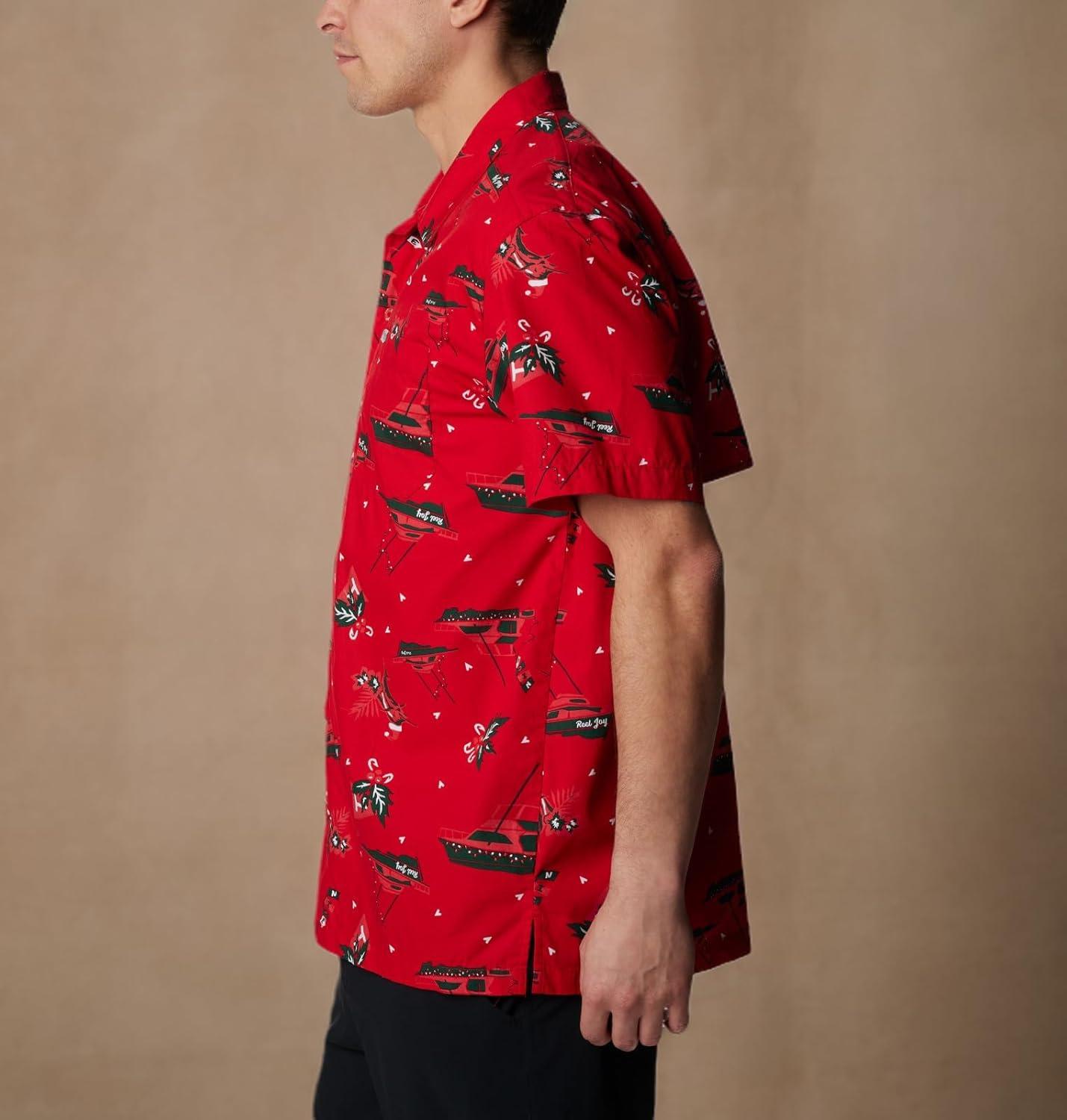 imageColumbia Mens Super Tamiami Long Sleeve ShirtRed Spark Reel Joy Print