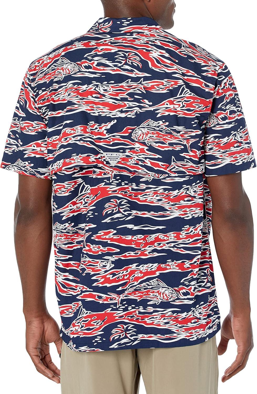 imageColumbia Mens Super Tamiami Long Sleeve ShirtRed Spark Rough Waves Print