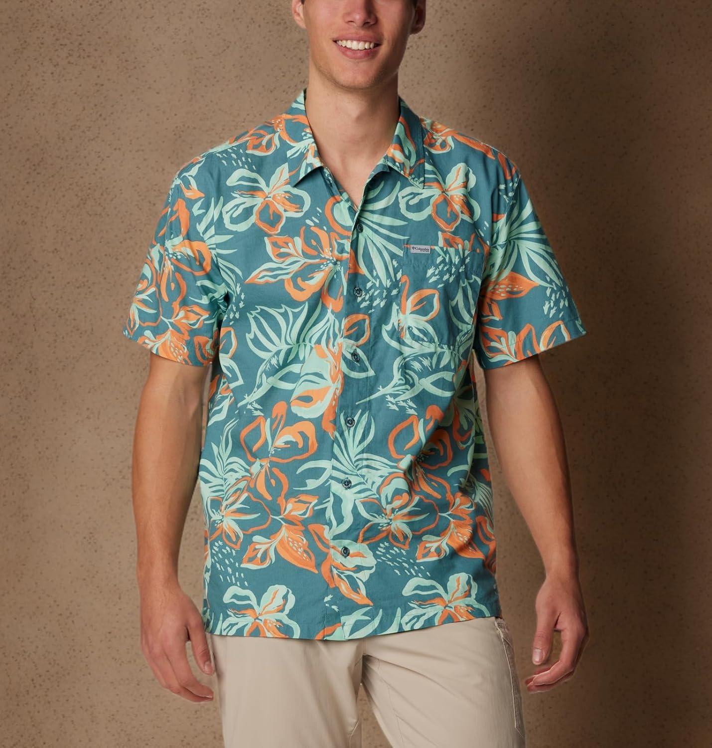 imageColumbia Mens Super Tamiami Long Sleeve ShirtTranquil Teal Wildwaters Print