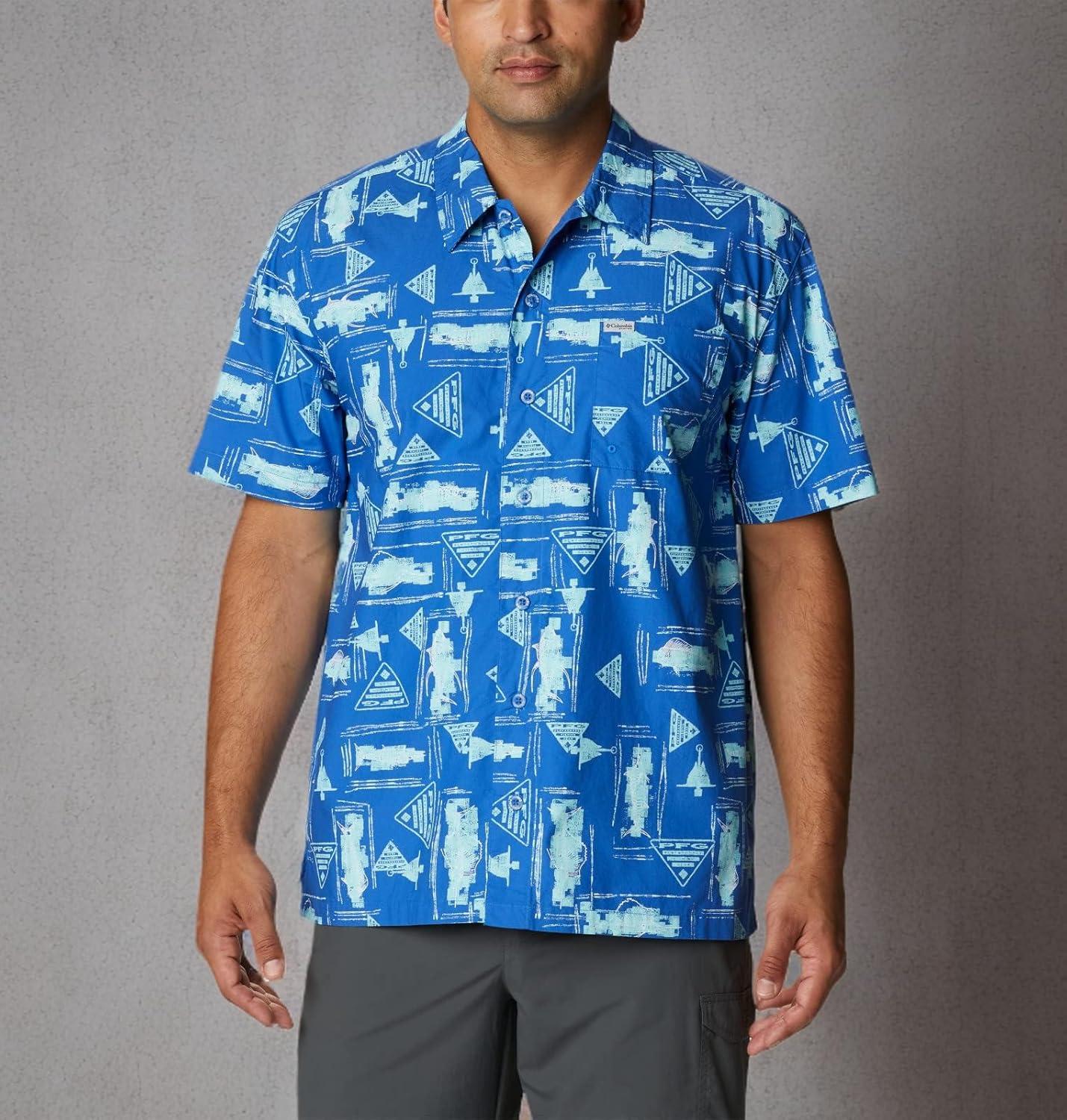 imageColumbia Mens Super Tamiami Long Sleeve ShirtVivid Blue Anchors Up