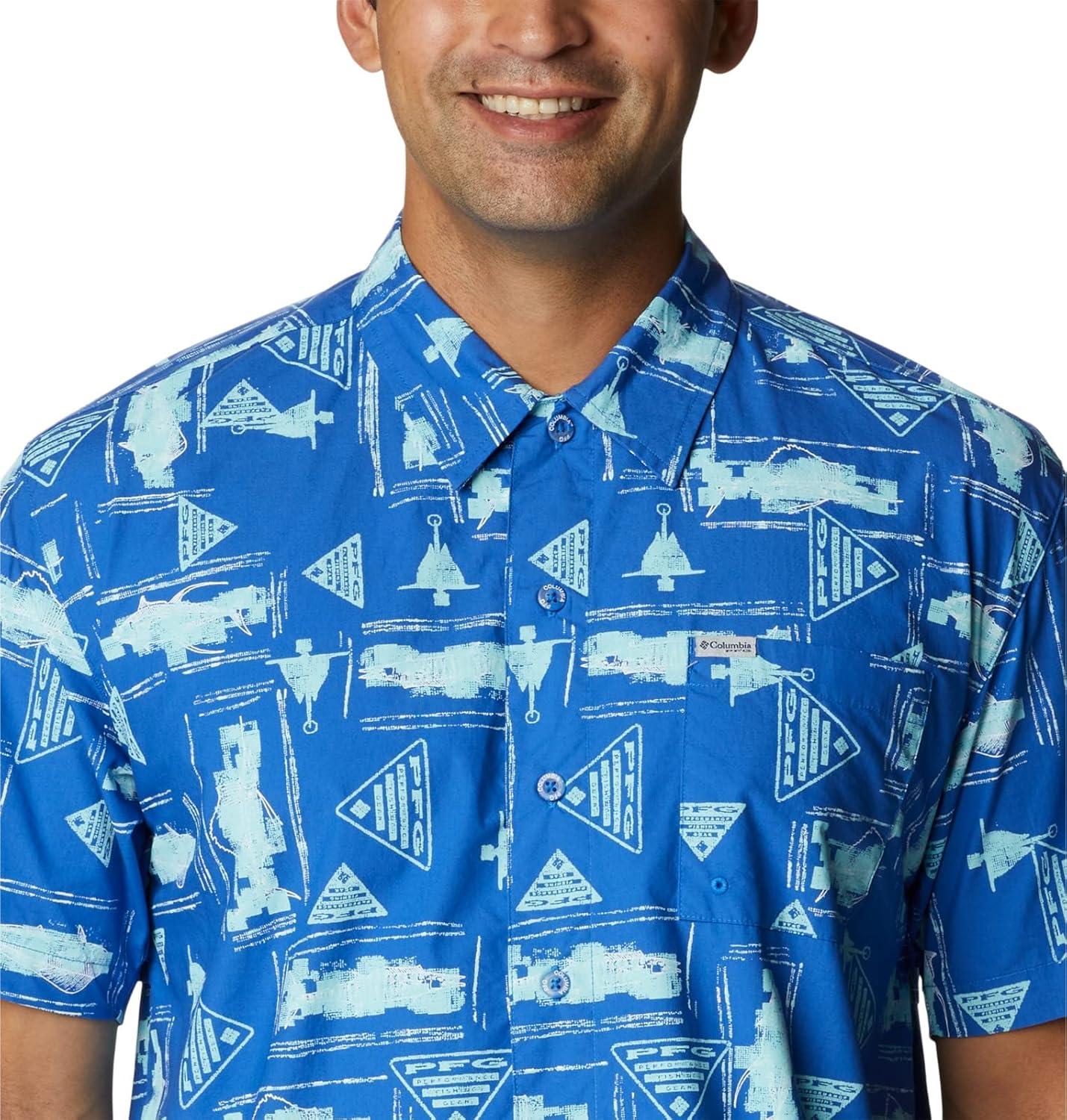 imageColumbia Mens Super Tamiami Long Sleeve ShirtVivid Blue Anchors Up