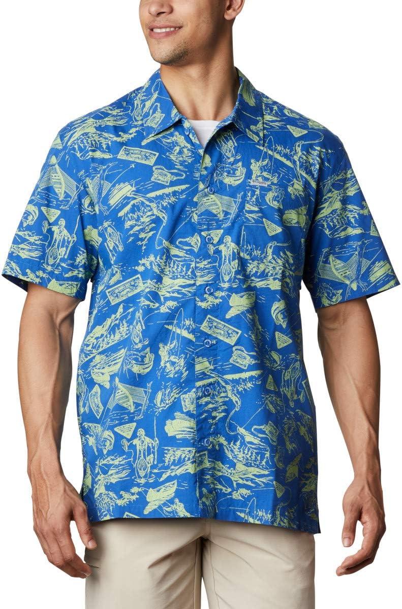 imageColumbia Mens Super Tamiami Long Sleeve ShirtVivid Blue Freshwater Roots Print