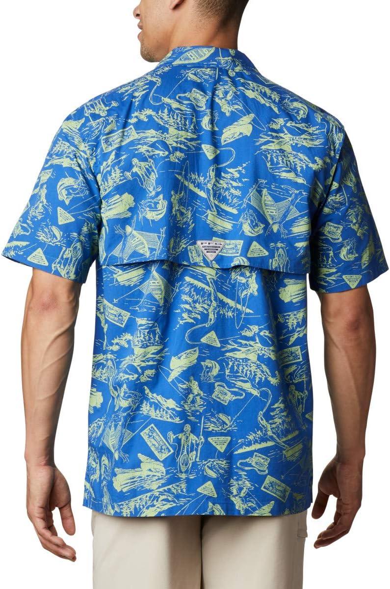 imageColumbia Mens Super Tamiami Long Sleeve ShirtVivid Blue Freshwater Roots Print