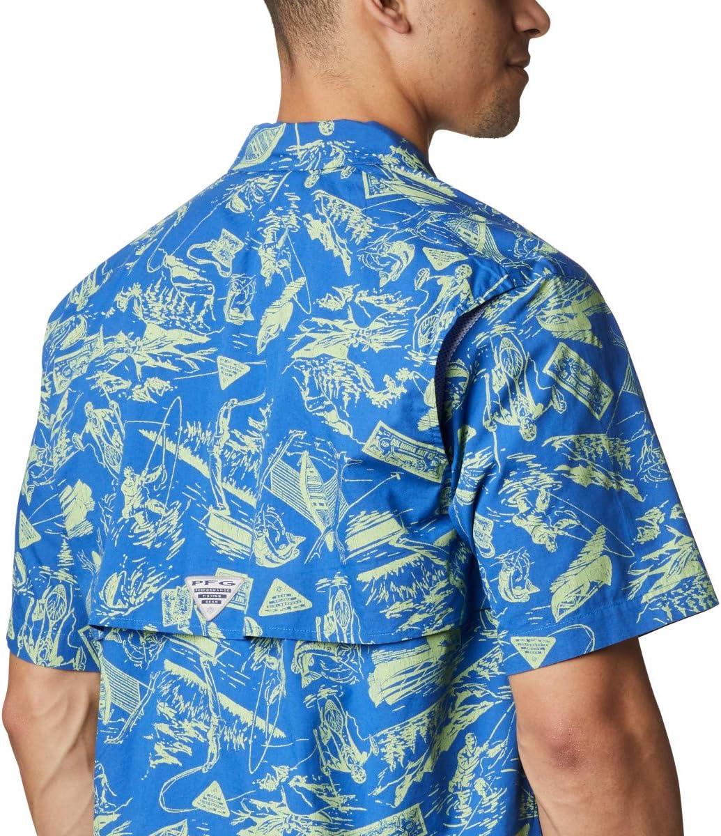 imageColumbia Mens Super Tamiami Long Sleeve ShirtVivid Blue Freshwater Roots Print