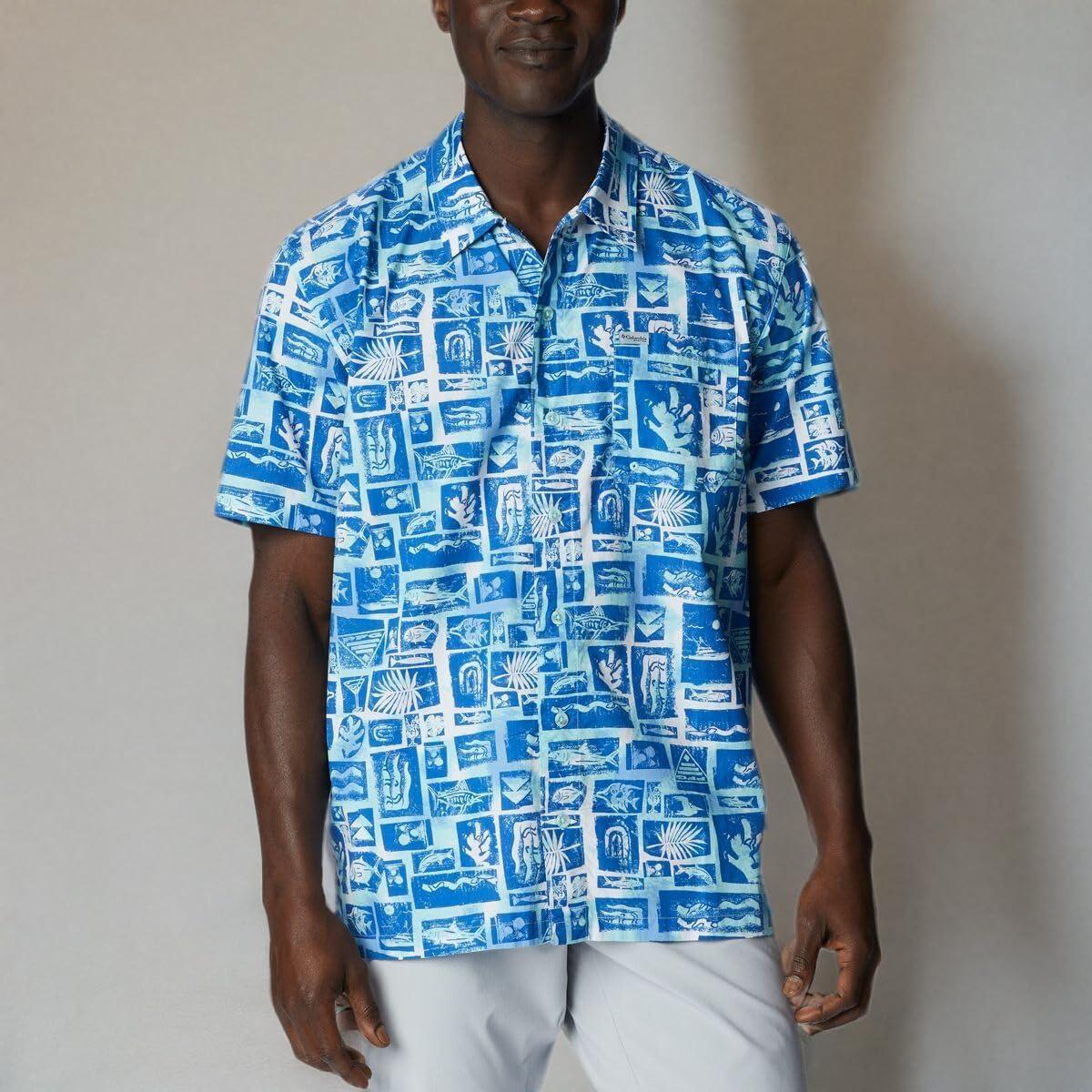 imageColumbia Mens Super Tamiami Long Sleeve ShirtVivid Blue Punked Fish