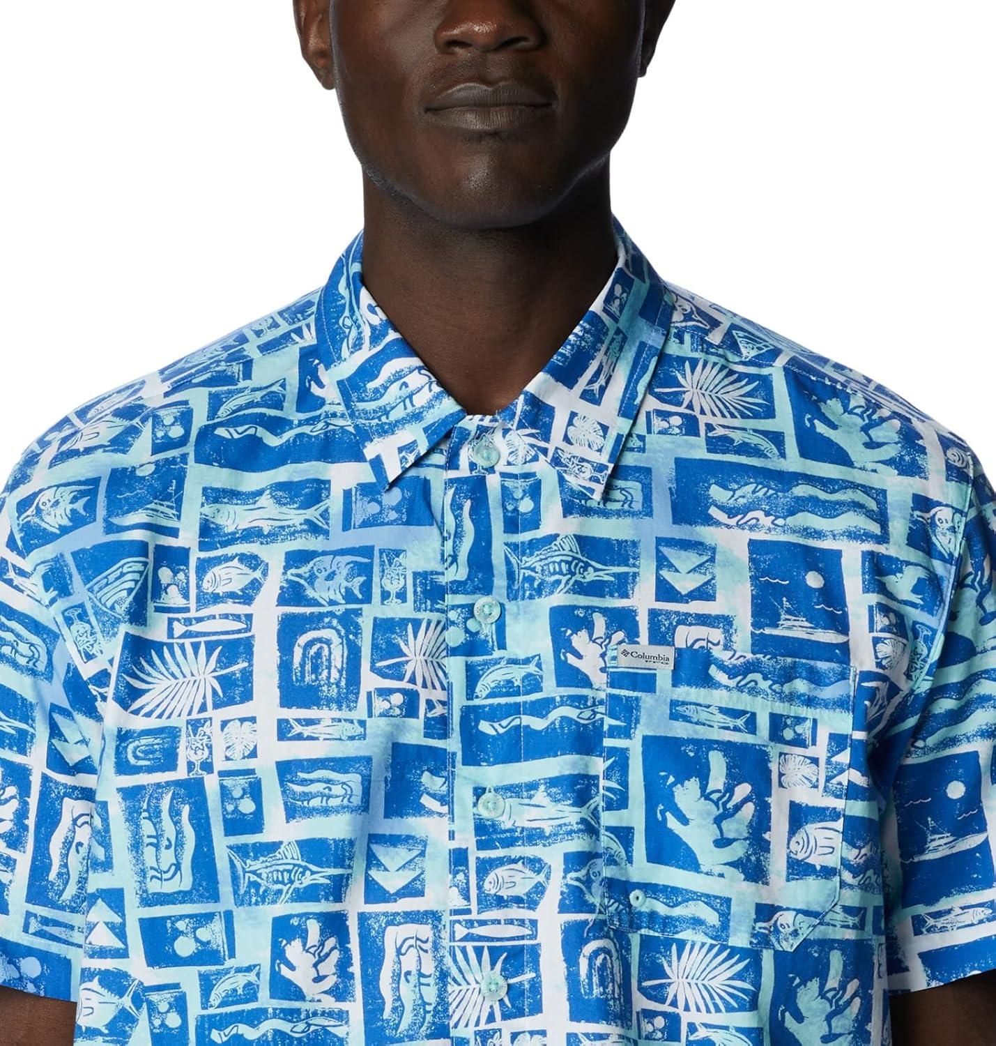 imageColumbia Mens Super Tamiami Long Sleeve ShirtVivid Blue Punked Fish