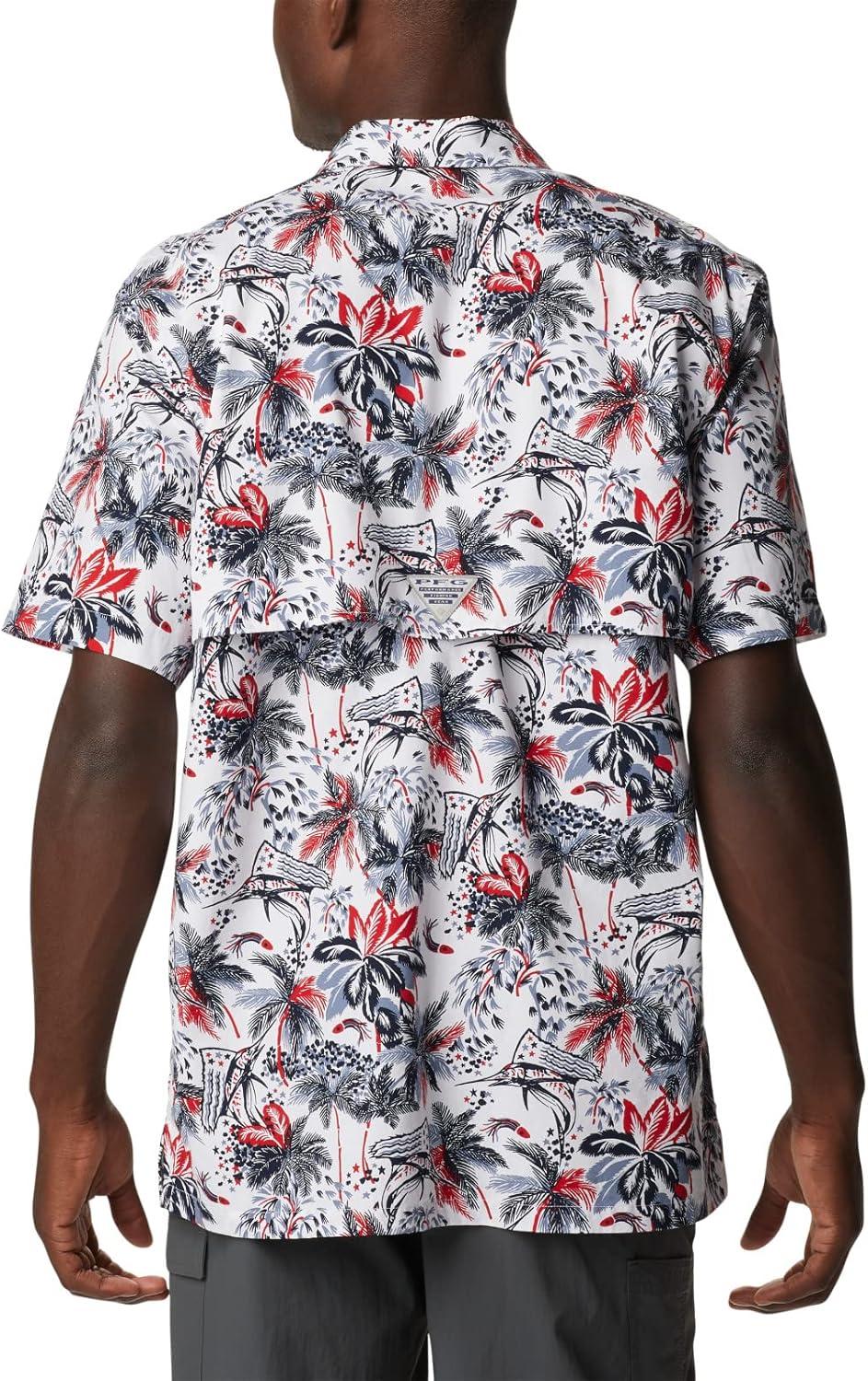 imageColumbia Mens Super Tamiami Long Sleeve ShirtWhite Fireworks Fish Print