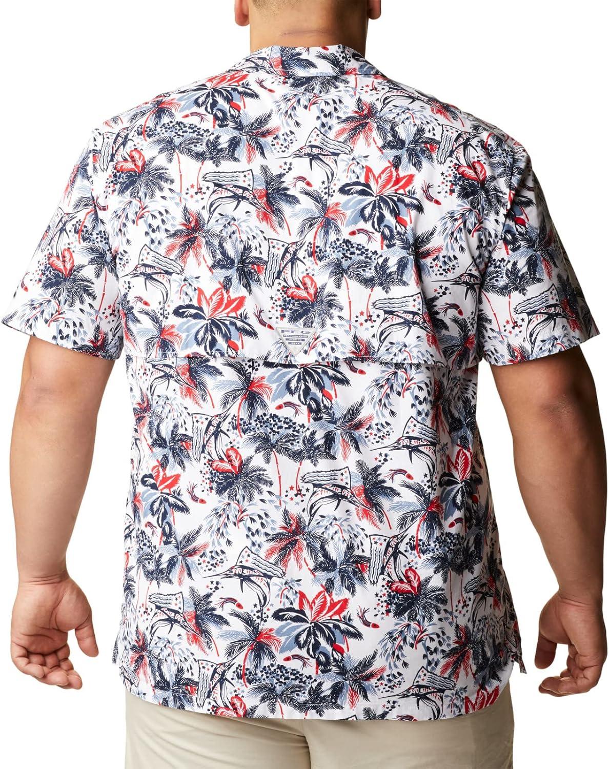 imageColumbia Mens Super Tamiami Long Sleeve ShirtWhite Fireworks Fish Print