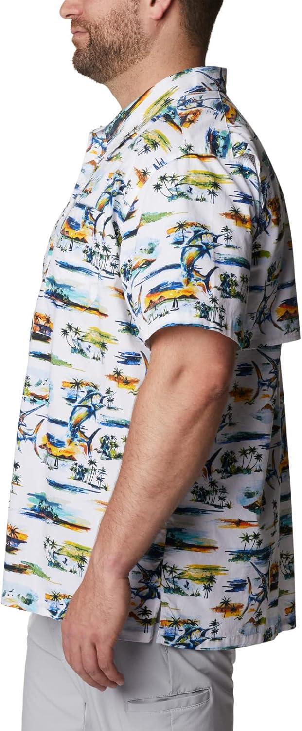 imageColumbia Mens Super Tamiami Long Sleeve ShirtWhite Watercolor Island Print