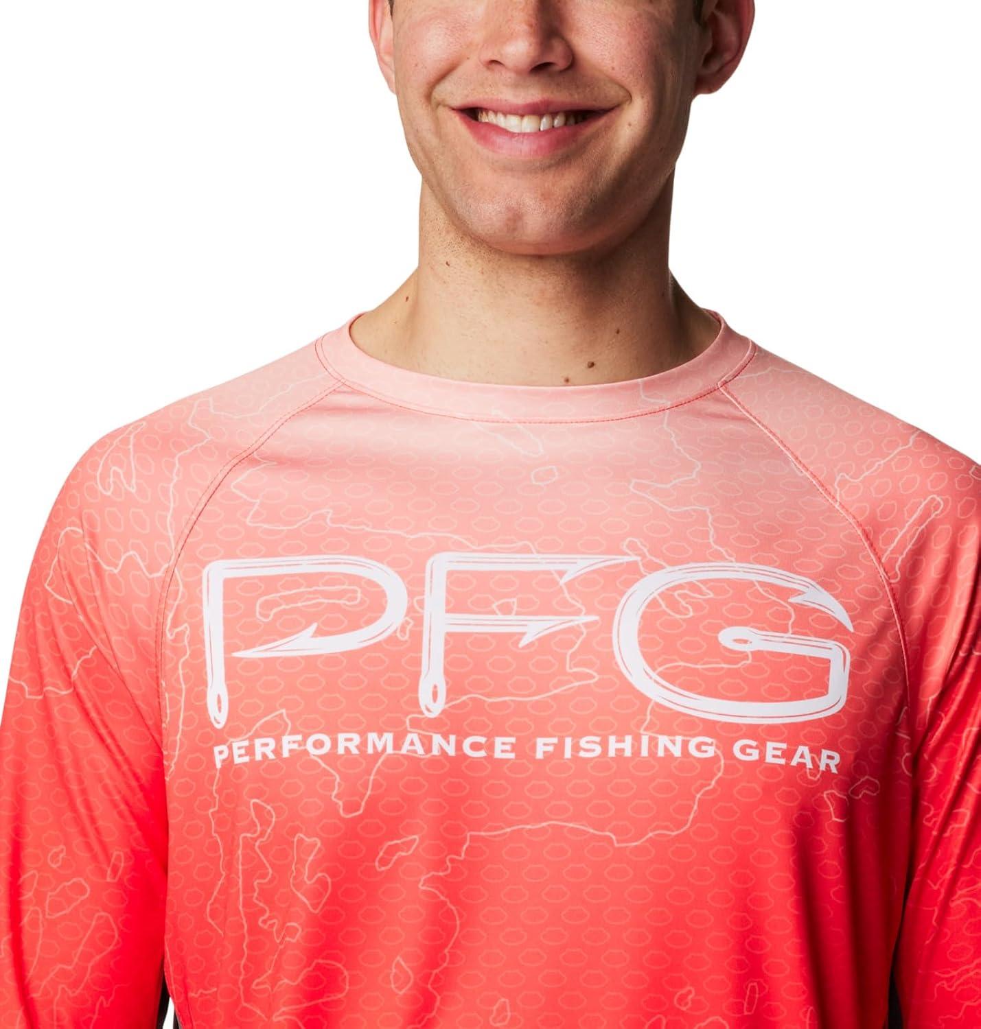 imageColumbia Mens Super Terminal Tackle Vent Long SleeveBright Poppy Terminal TechcamoCity Grey