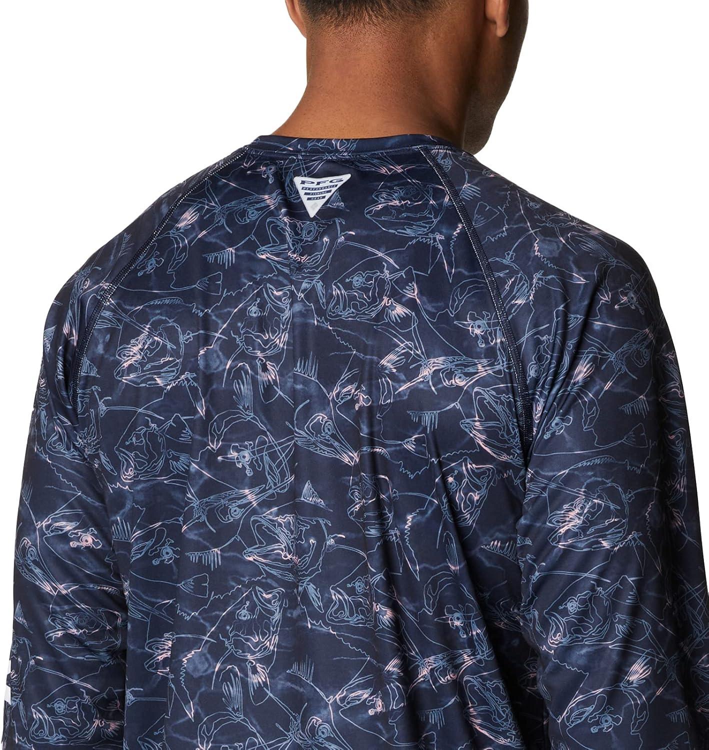 imageColumbia Mens Super Terminal Tackle Vent Long SleeveCollegiate Navy Contour Fish Print