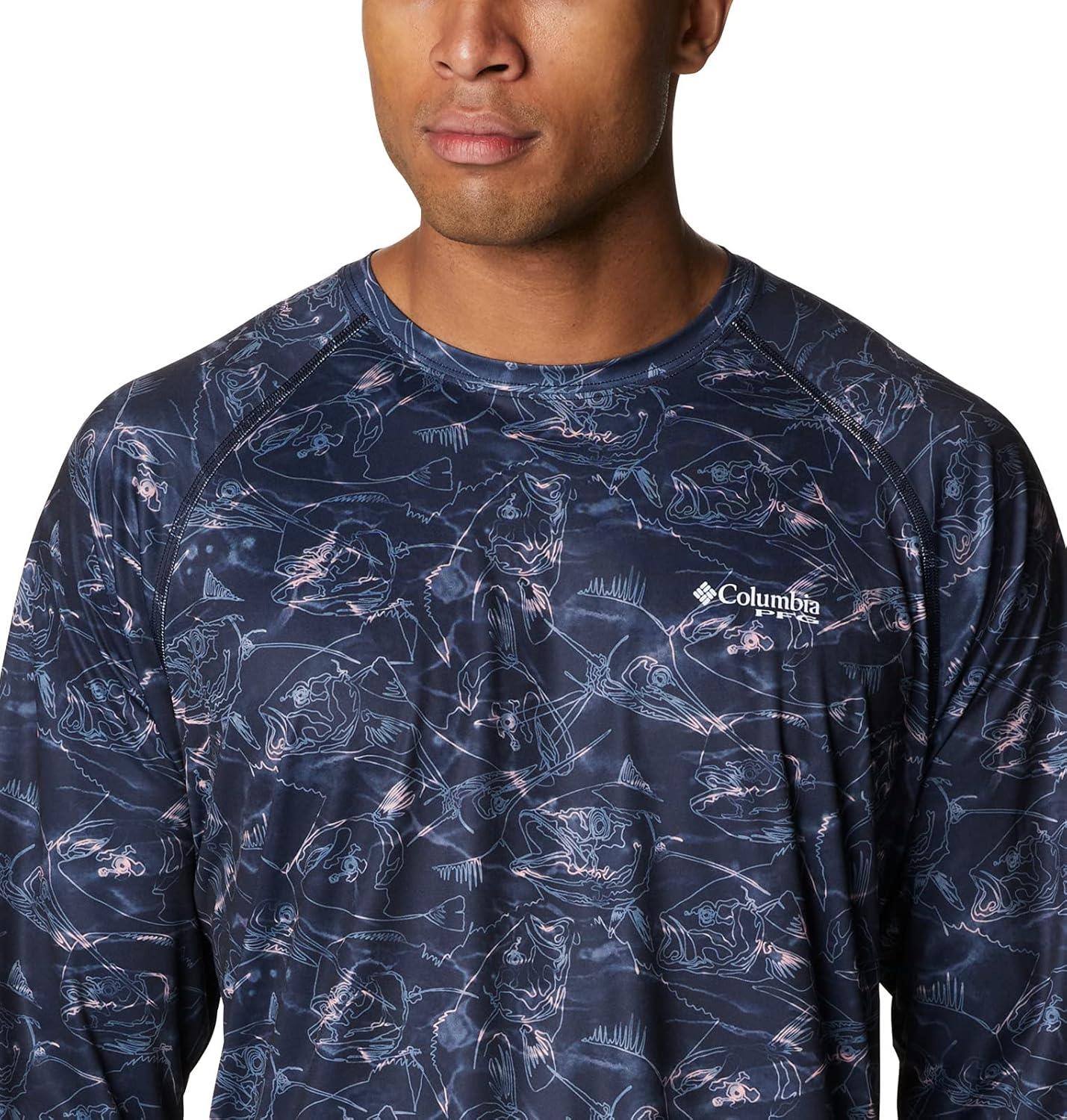 imageColumbia Mens Super Terminal Tackle Vent Long SleeveCollegiate Navy Contour Fish Print