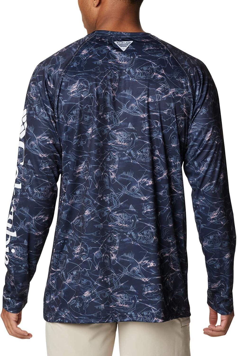 imageColumbia Mens Super Terminal Tackle Vent Long SleeveCollegiate Navy Contour Fish Print