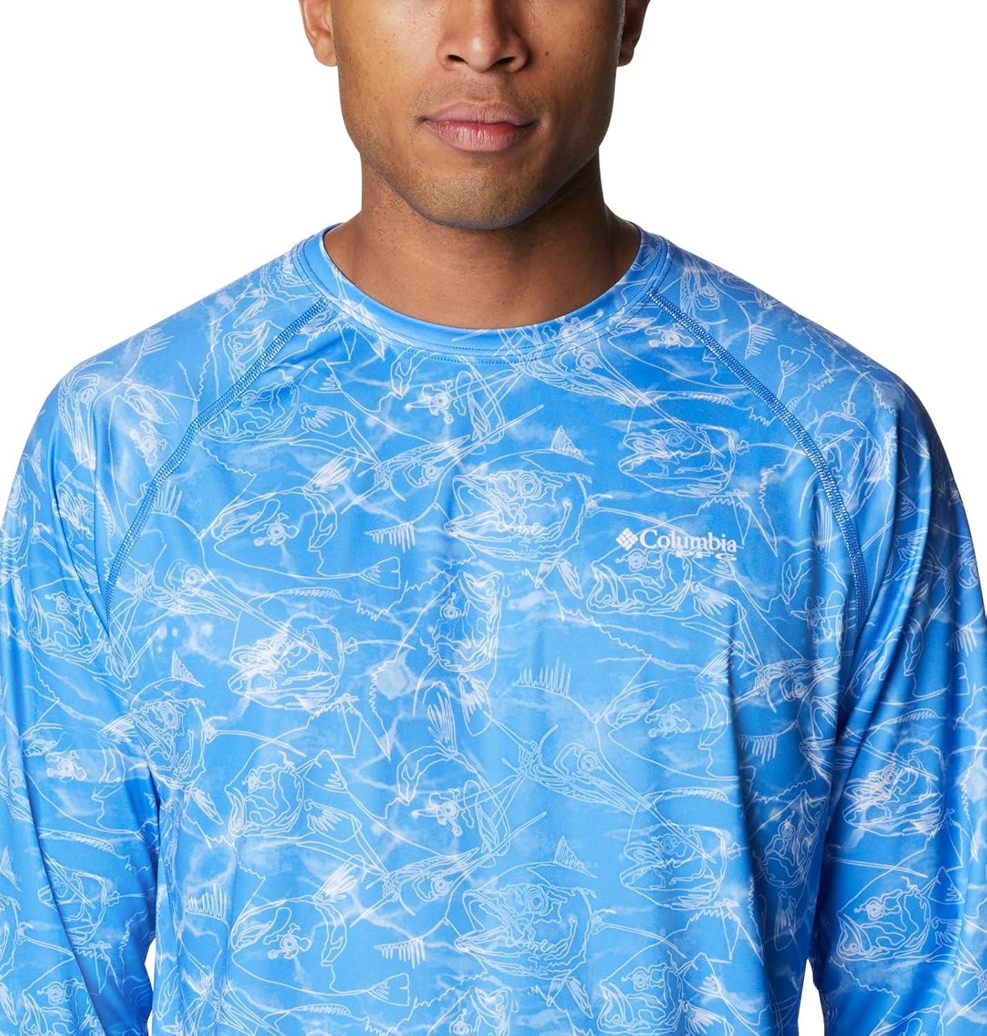imageColumbia Mens Super Terminal Tackle Vent Long SleeveHarbor Blue Contour Fish Print