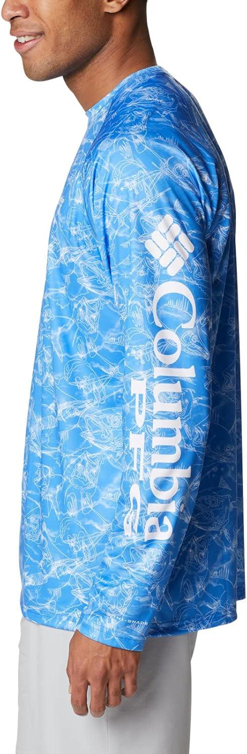 imageColumbia Mens Super Terminal Tackle Vent Long SleeveHarbor Blue Contour Fish Print