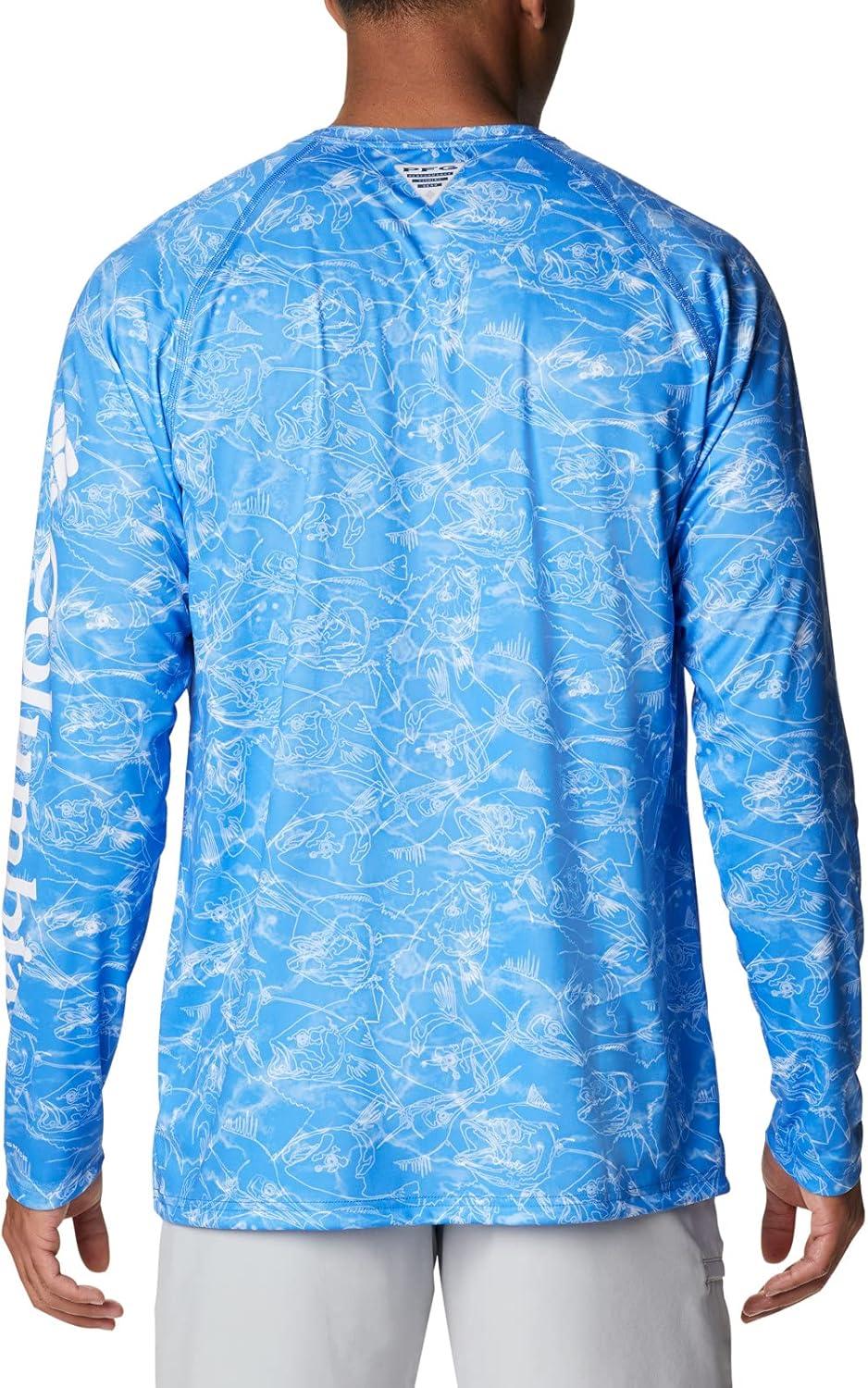 imageColumbia Mens Super Terminal Tackle Vent Long SleeveHarbor Blue Contour Fish Print